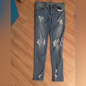 American Eagle Outfitters Ripped Blue Skinny Jeans